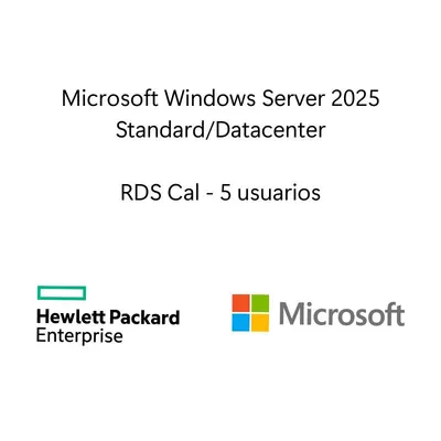 Sistema Operativo Hewlett Packard Enterprise LTU de Microsoft Windows Server 2025 con servicio de escritorio remoto 5 usuarios CAL WW